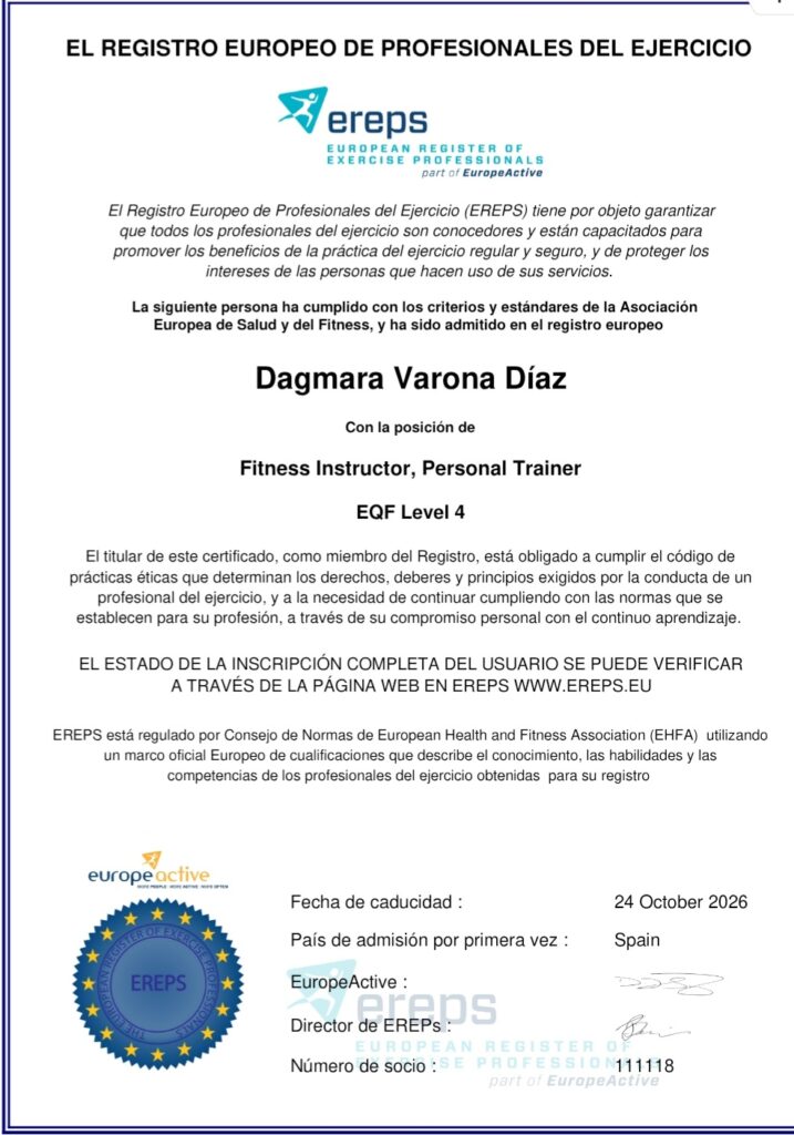Entrenadora Certificada EREPS 